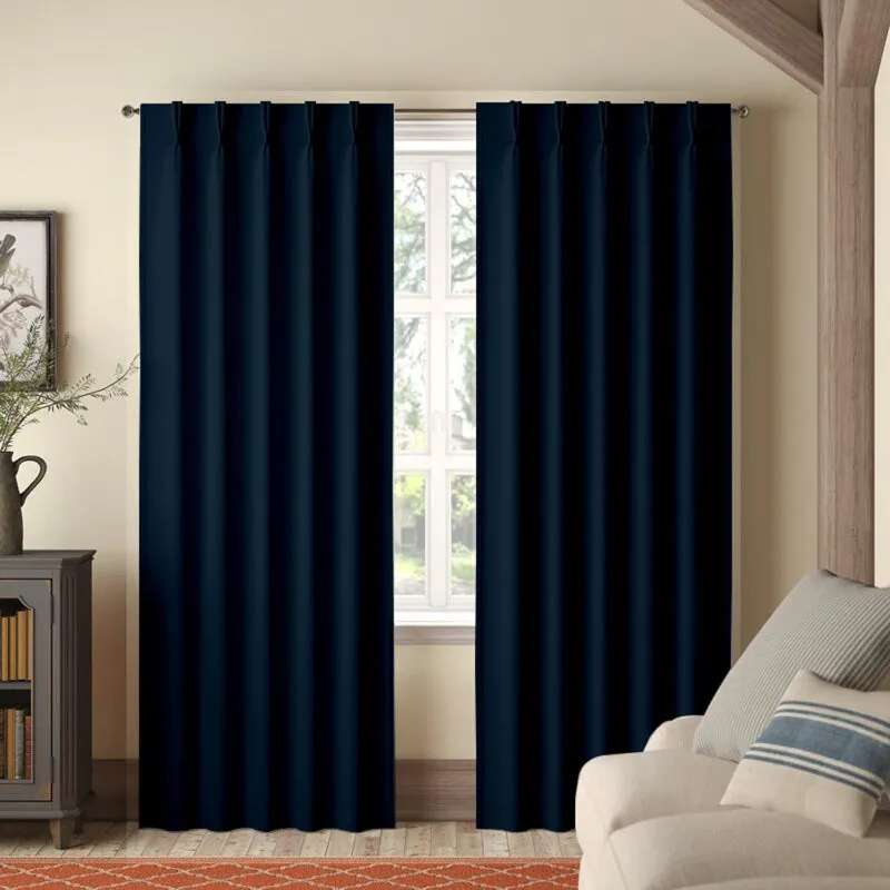 Imora Double Pinch Pleat Medium Width Curtain - Navy Blue media 3