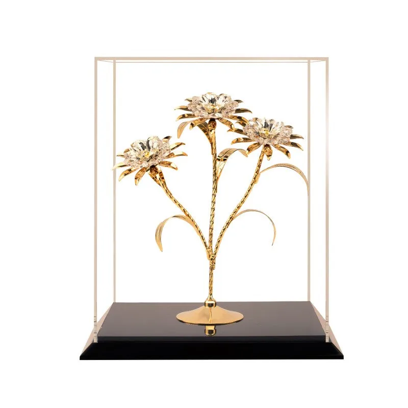 TriDaisy Elegance 24K Gold Plated Mild Steel Showpiece media 4