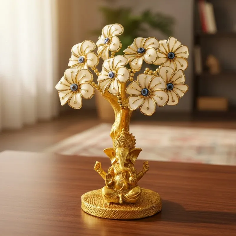 Divine Floral Ganesha Resin Idol media 1