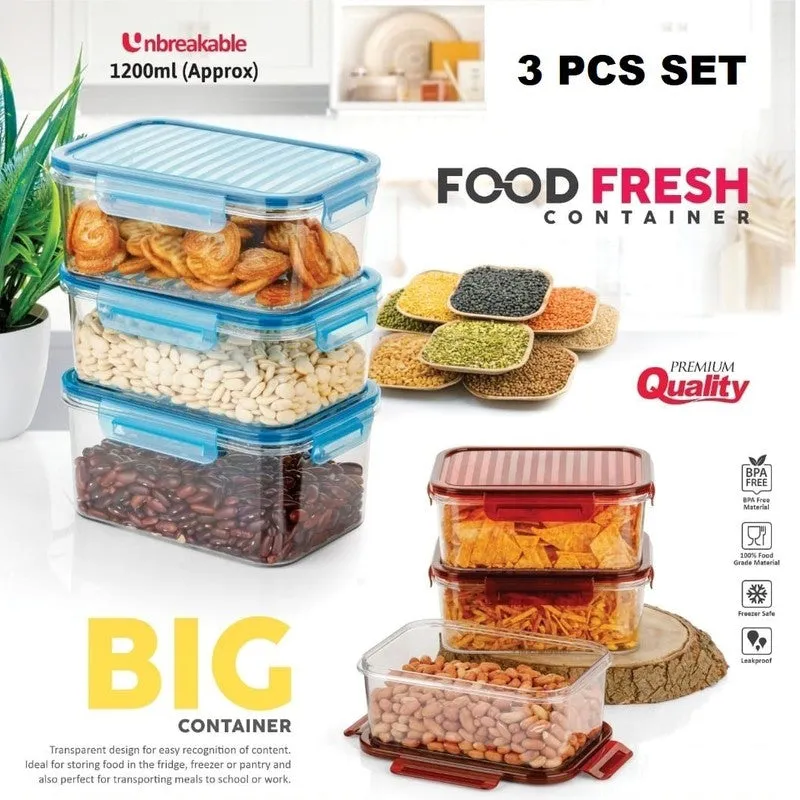 FreshBite Blue Food Lunch Box (1200 ML Each) - Set of Three media 5