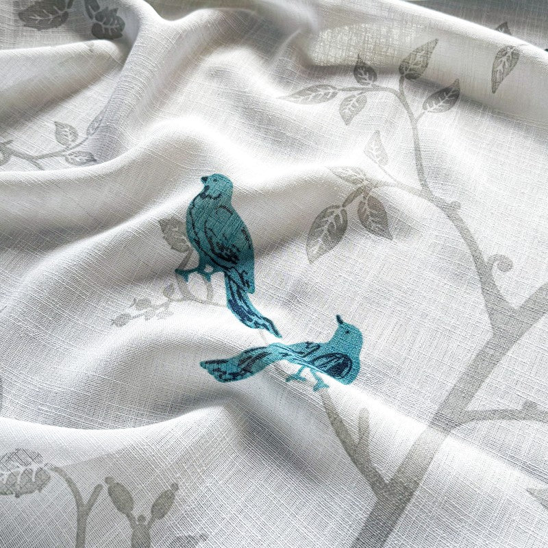 Tranquebar Home Nature Wings Polyester Curtains(Blue) - Set Of Two media 5
