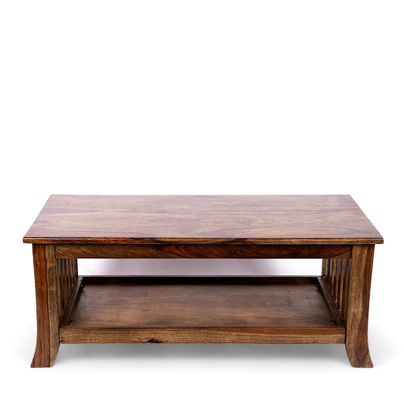 Bravon Sheesham Wooden Center Table - Light Brown media 6