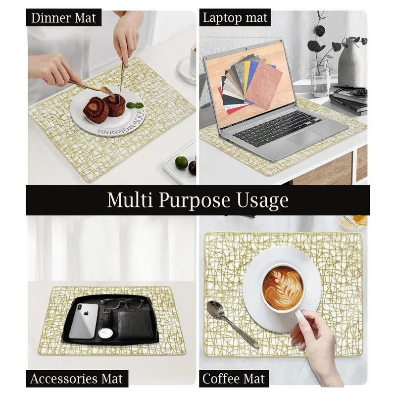 Auralin Golden Rectangle PVC Table Mats - Set Of Four media 5