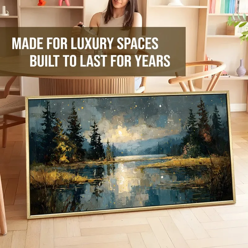 Nocturne Lake Canvas Wall Painting With Frame media 5