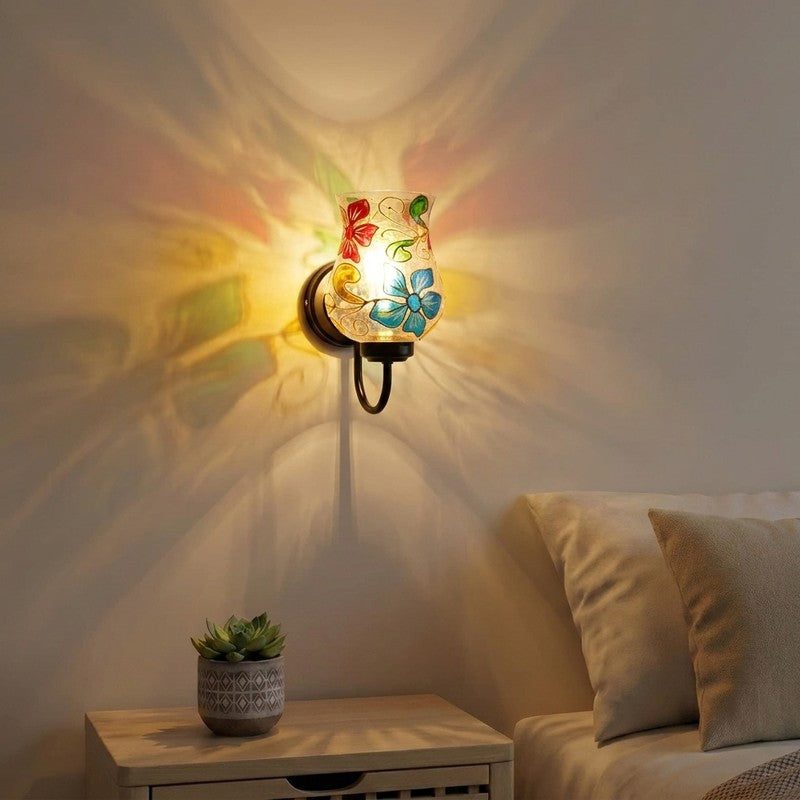 Floral Mosaic Glass Wall Lamp