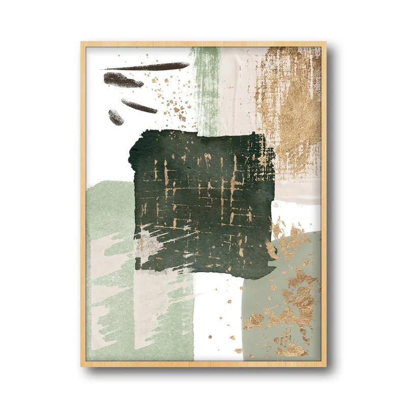 Slate & Sage Framed Canvas Archival Canvas Wall Painting - Natural Brown Frame media 4