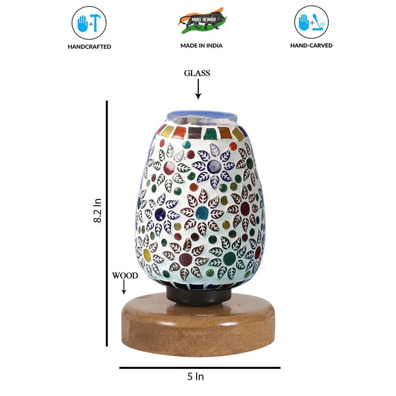 Oryvia Glass Table Lamp With Wooden Base - Multicolor media 8