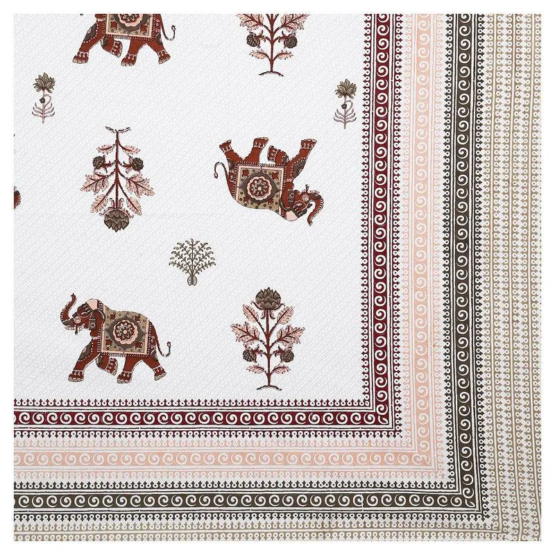 Gajesara Ethnic Cotton Bedsheet (Brown) - 160 TC media 4
