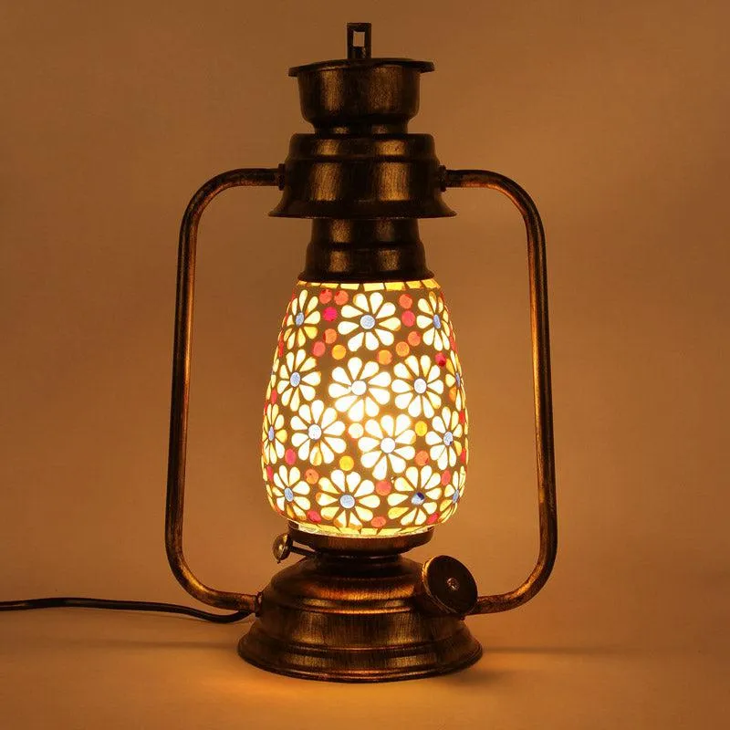 Admya Mosaic Lantern Iron & Glass Table Lamp - Multicolor media 4