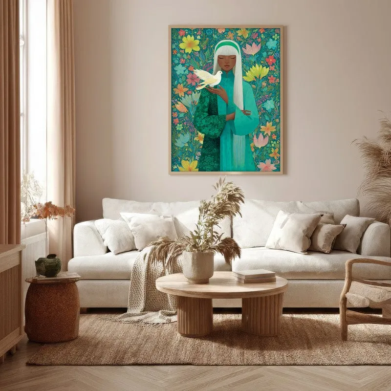 Dove Whisper Canvas Wall Painting - Brown Frame media 5