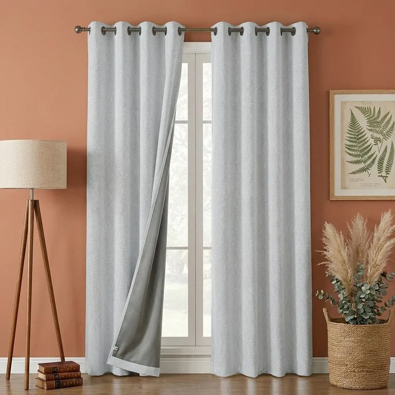 Form Ease Cotton Blackout Curtains (Grey) - Set Of Two media 1