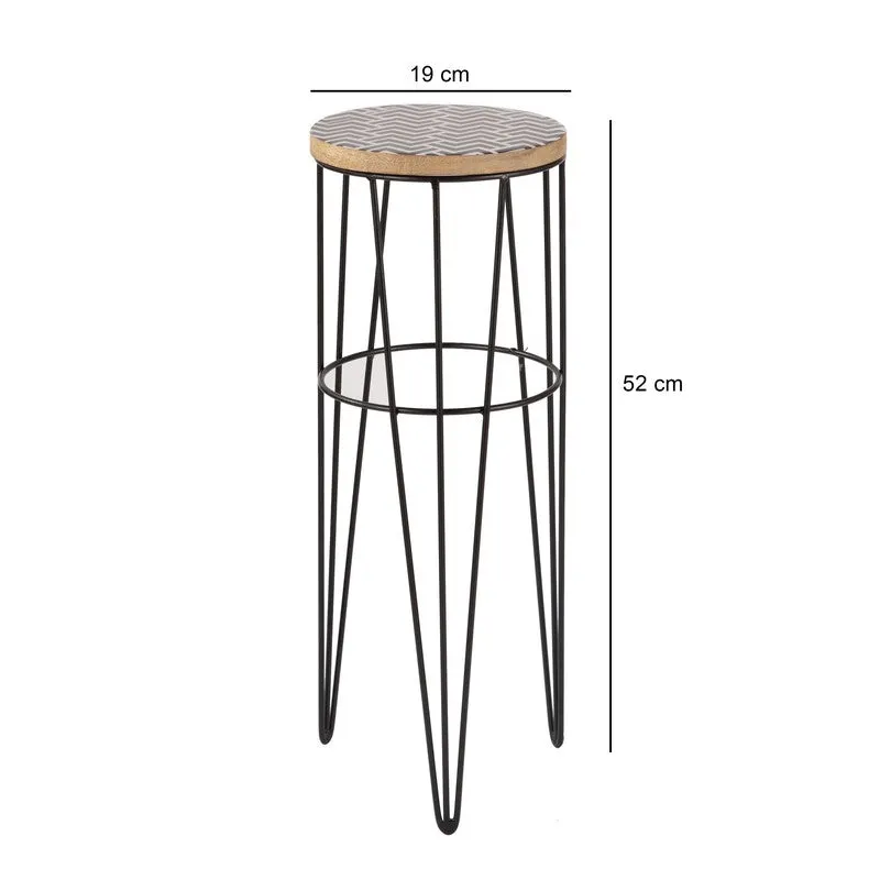 Chevron Pattern Metal Side Table - Black media 6