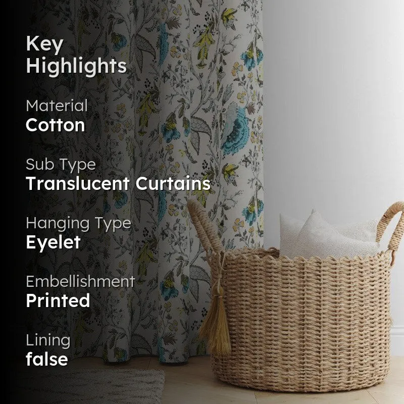 Mivaana Floral Curtain - Blue media 2