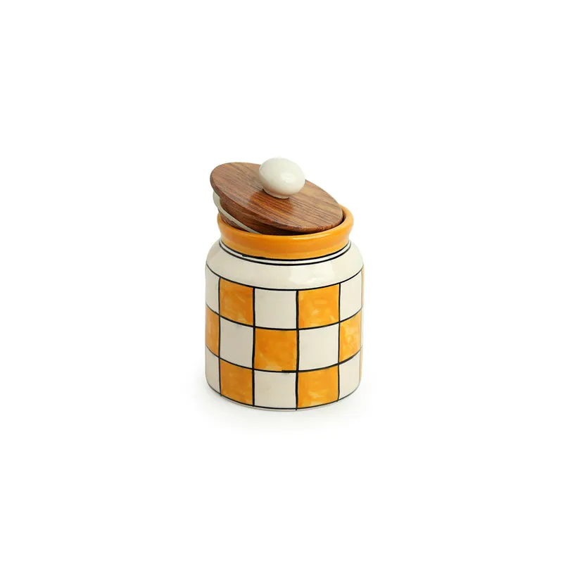 Chaturanga Handpainted Airtight Ceramic Jar (410 mL Each) - Set Of Two media 5