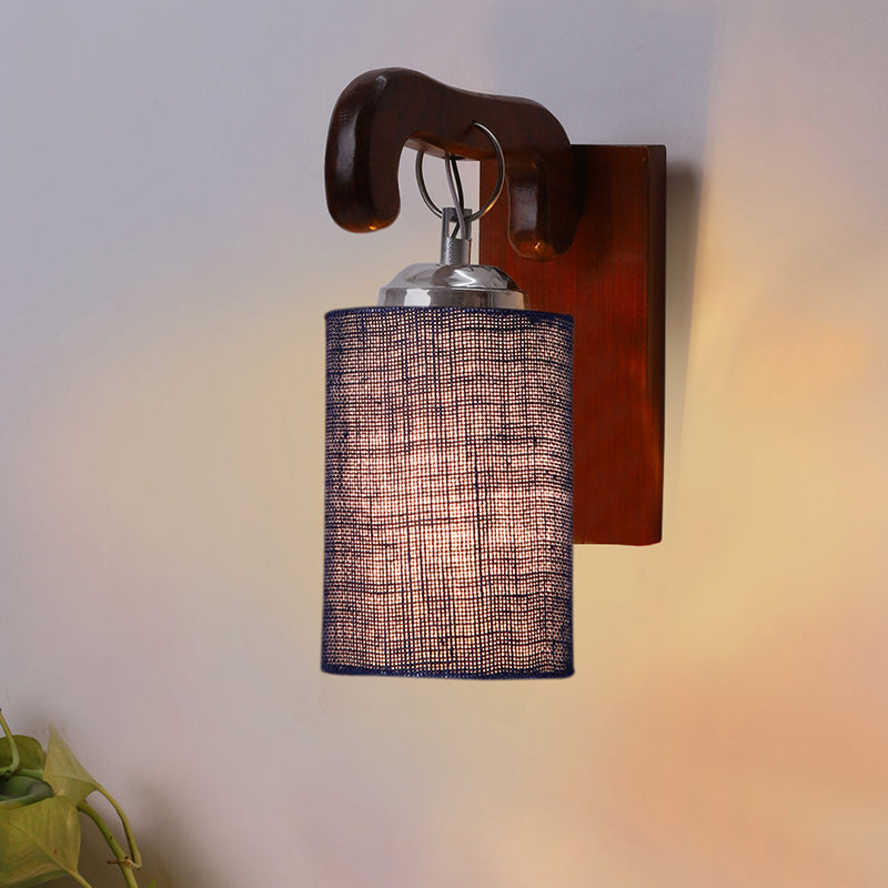 Klarion Jute & Wooden Wall Lamp - Blue