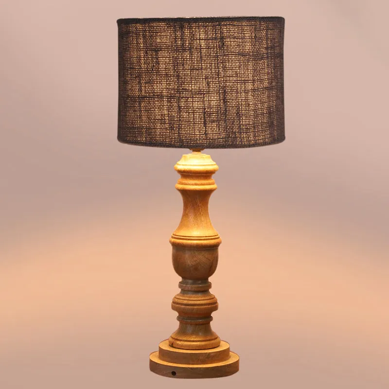 Sienna I Carve Wooden Table Lamp - Grey,Brown media 4