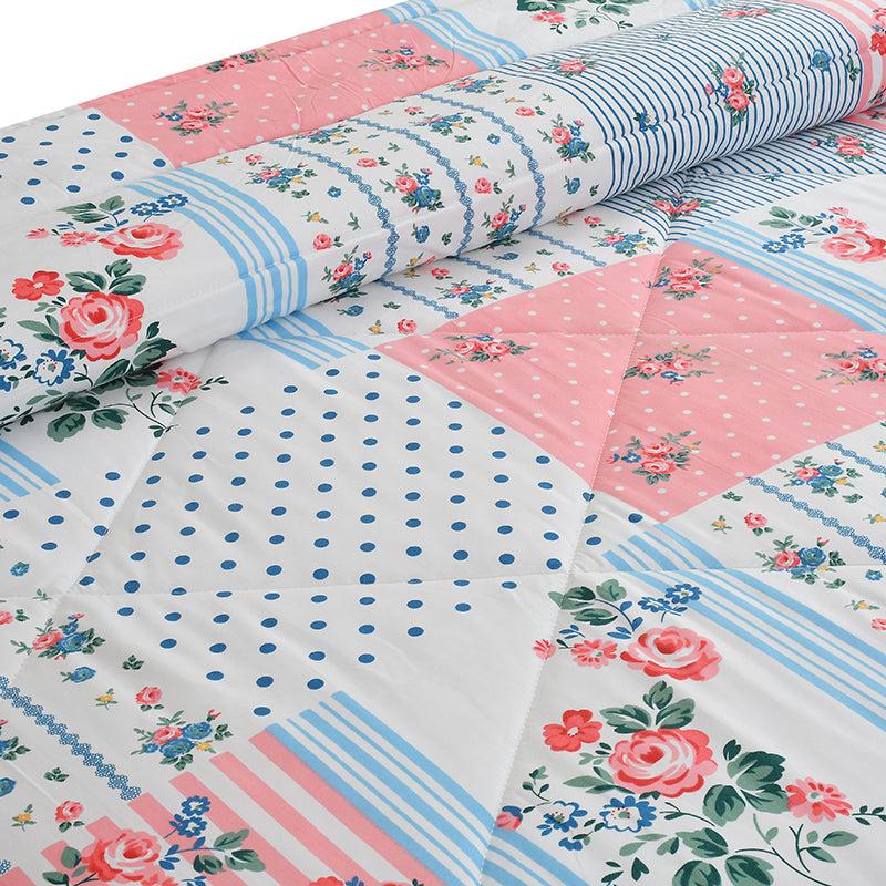 Pink Bloom Grid Floral Comforter - 150 GSM media 4