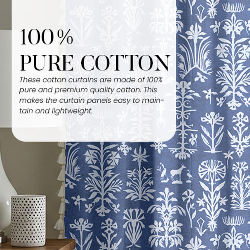 Urban Space Twigs Semi Sheer Curtain - Indigo Blue media 7