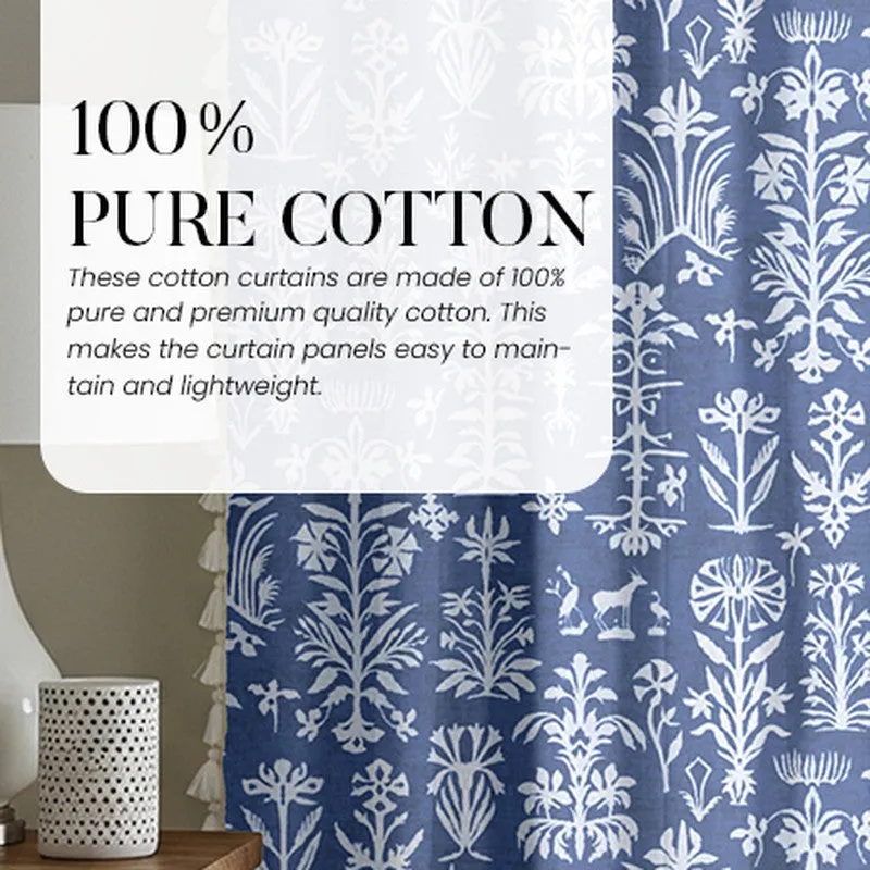 Urban Space Twigs Semi Sheer Curtain - Indigo Blue media 7