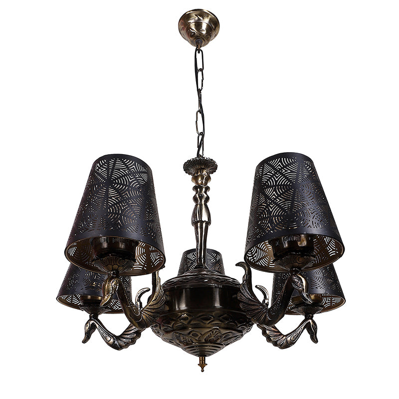 Thiva Etched Mayoor Golden Antique Ceiling Lamp media 4