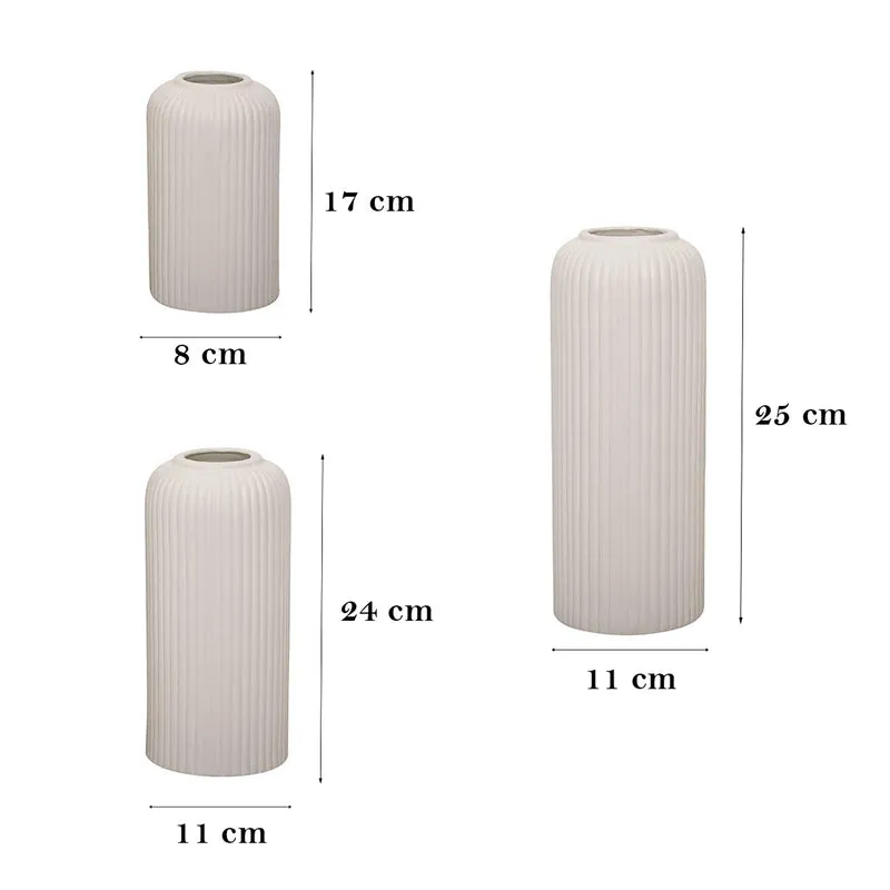 Pasha Ceramic Vase (White) - Set Of Three media 6