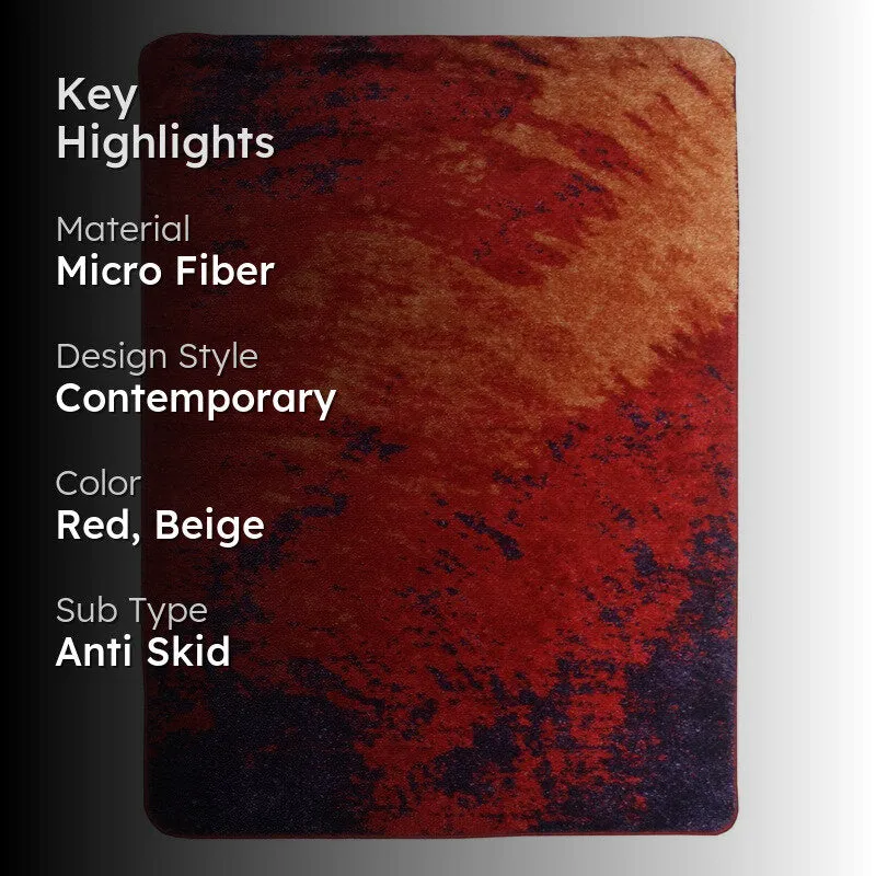 Lurean Abstract Micro Fiber Area Rug - Red,Beige media 2