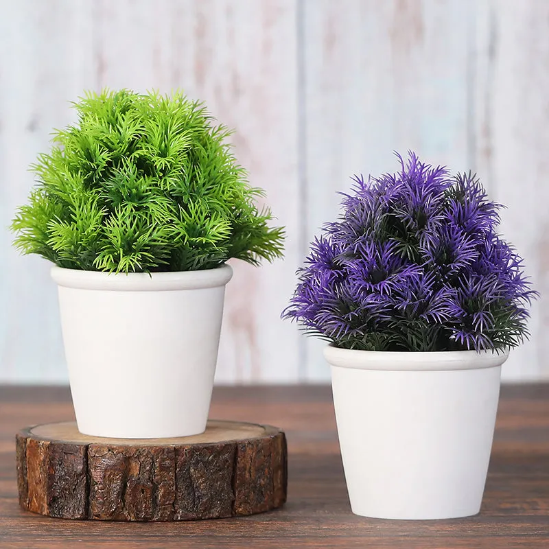 Aalto Artificial Plant With Black Plastic Pot (Green & Purple) - Set Of Two media 1