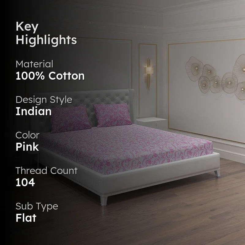 Monte Carlo Amrit Paisley Cotton Bedsheet (Pink) - 104 TC media 2