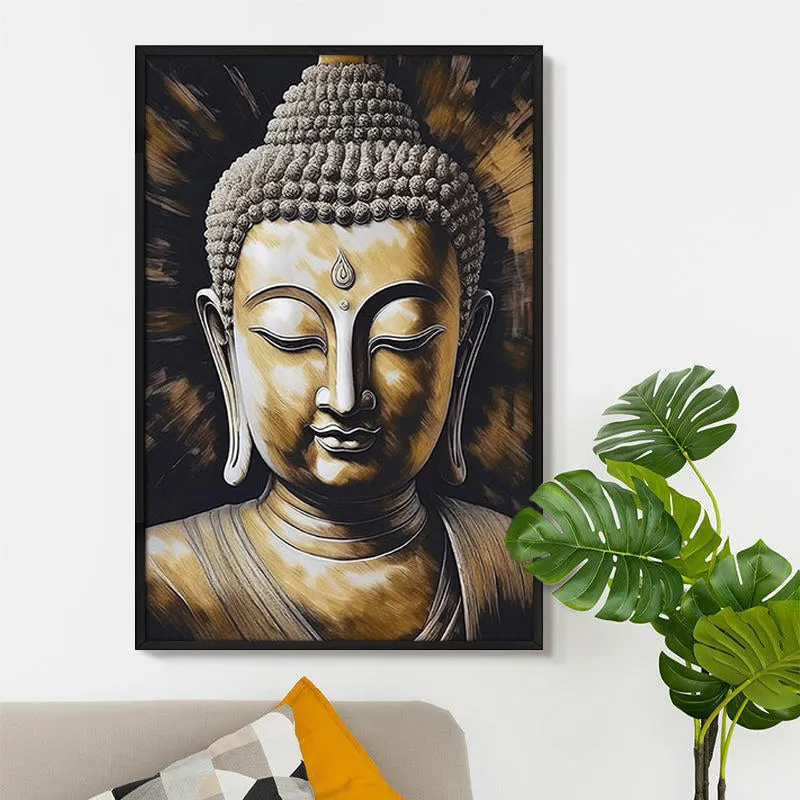 Golden Serenity Wall Painting With Frame media 5