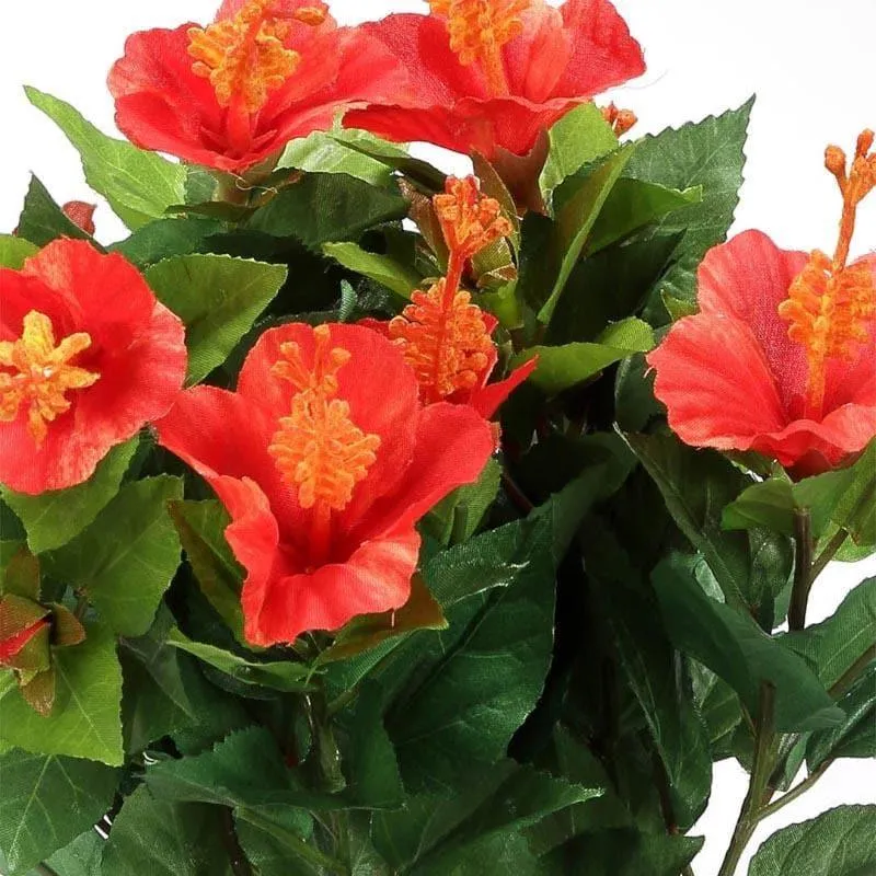 Faux Mini Hibiscus Bonsai In Ceramic Pot (31 cms) - Red media 3