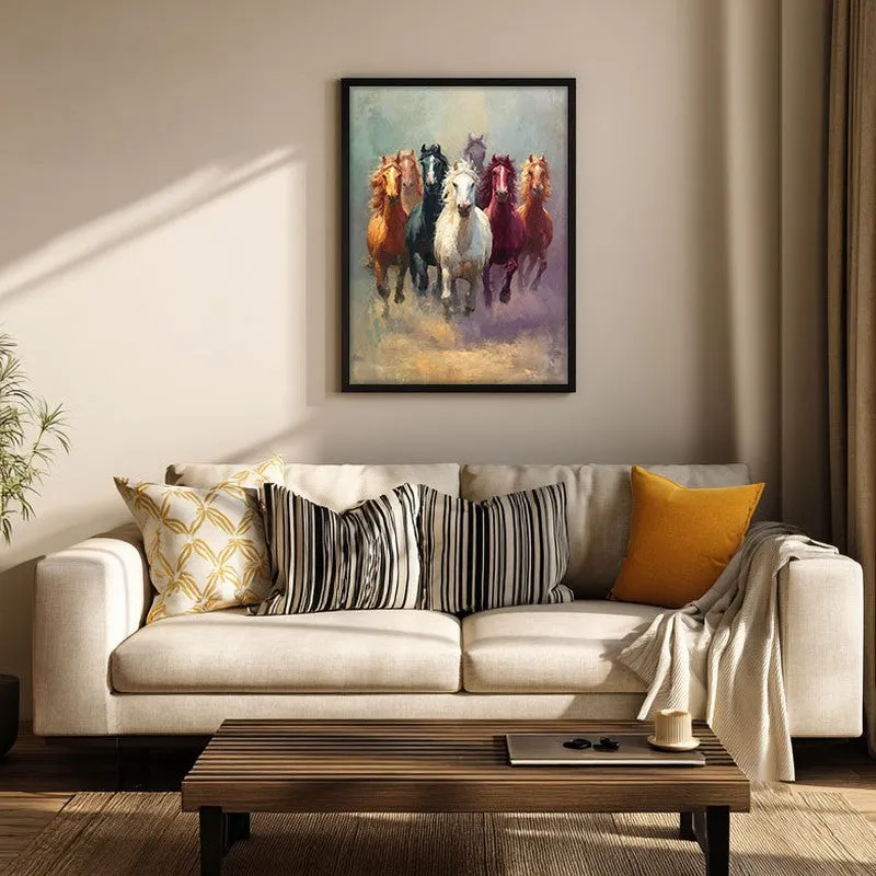 Majestic Horse Run Wall Painting With Black Frame media 5