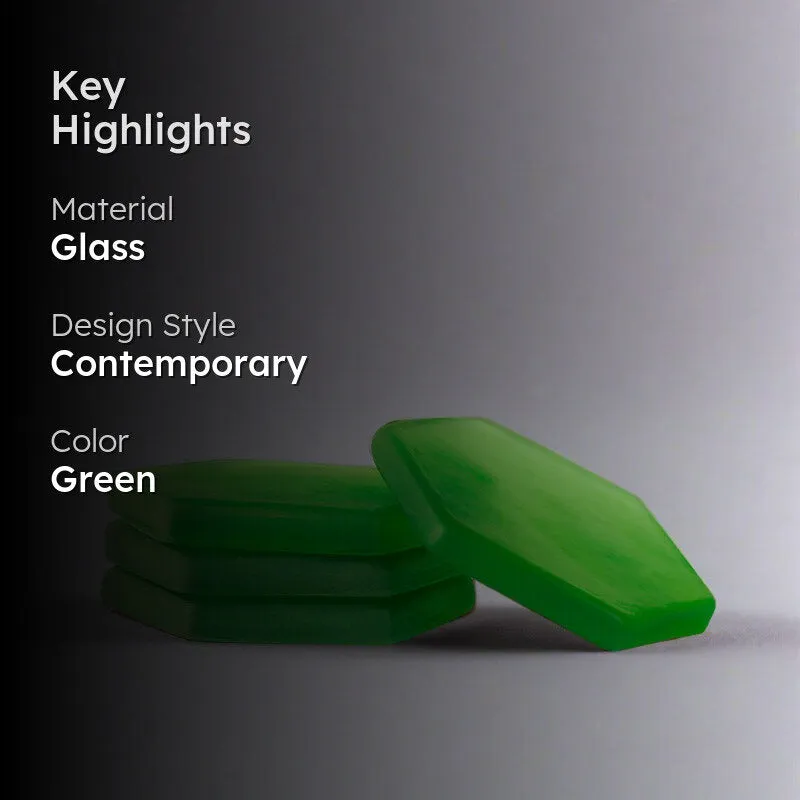 Glossy Hexa Glass Coaster (Green) - Set Of Four media 2