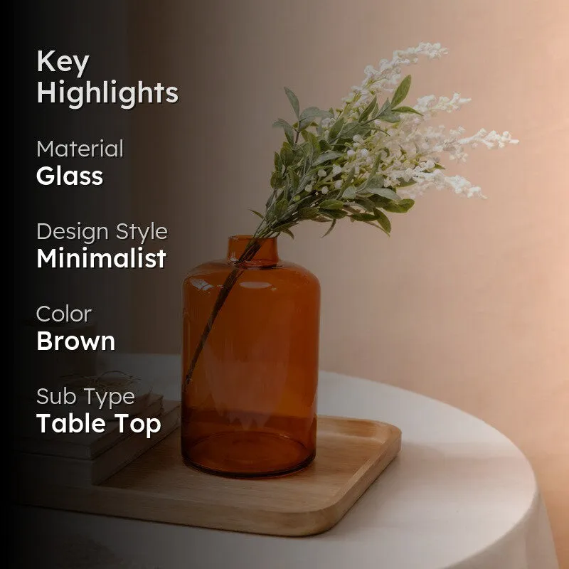 Minimalist Brown Glass Vase With Flower Bunch media 2