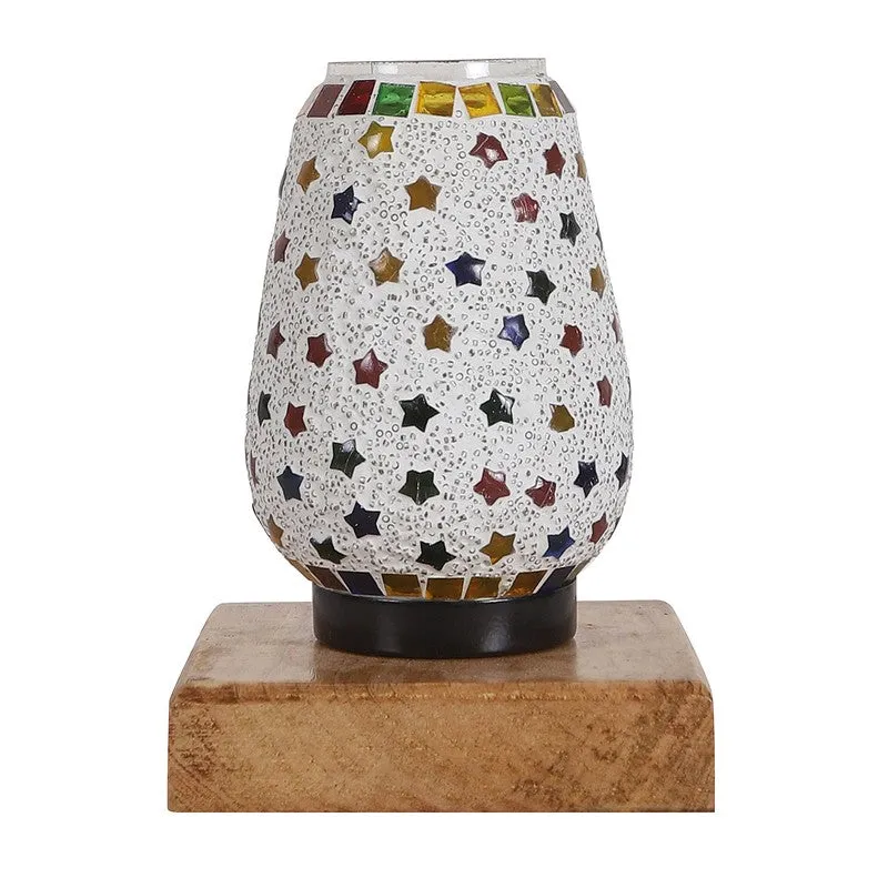 Feriona Glass Table Lamp With Wooden Base - Multicolor media 5