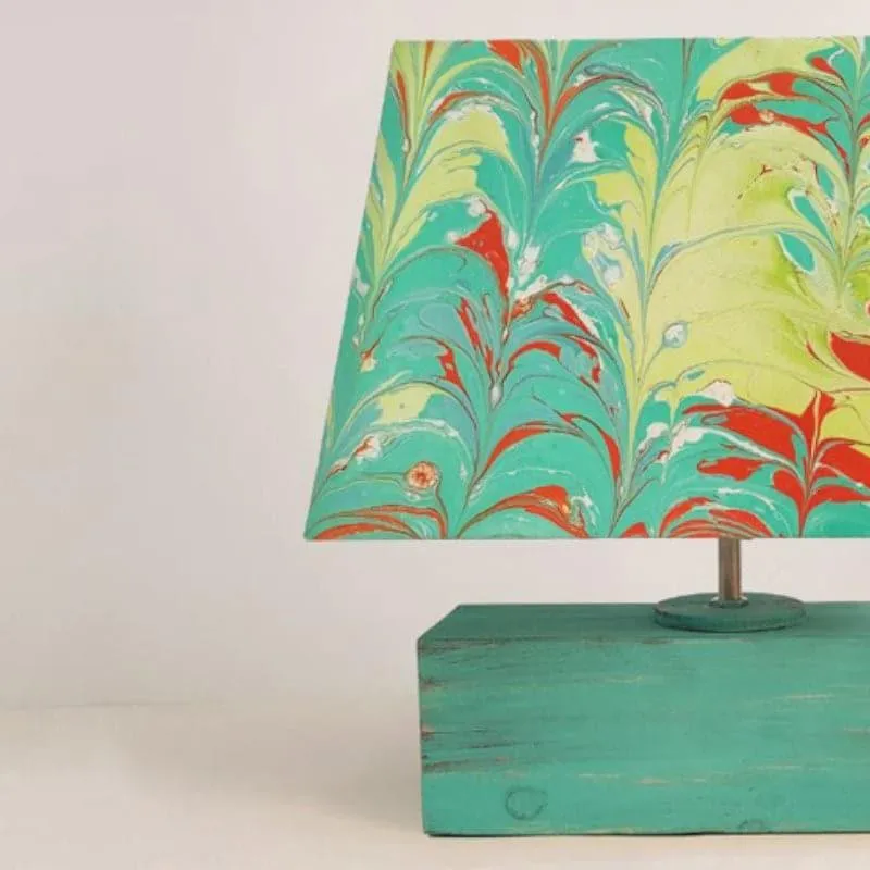 Marbling Abstract Handpainted Fabric Table Lamp - Multicolor media 4