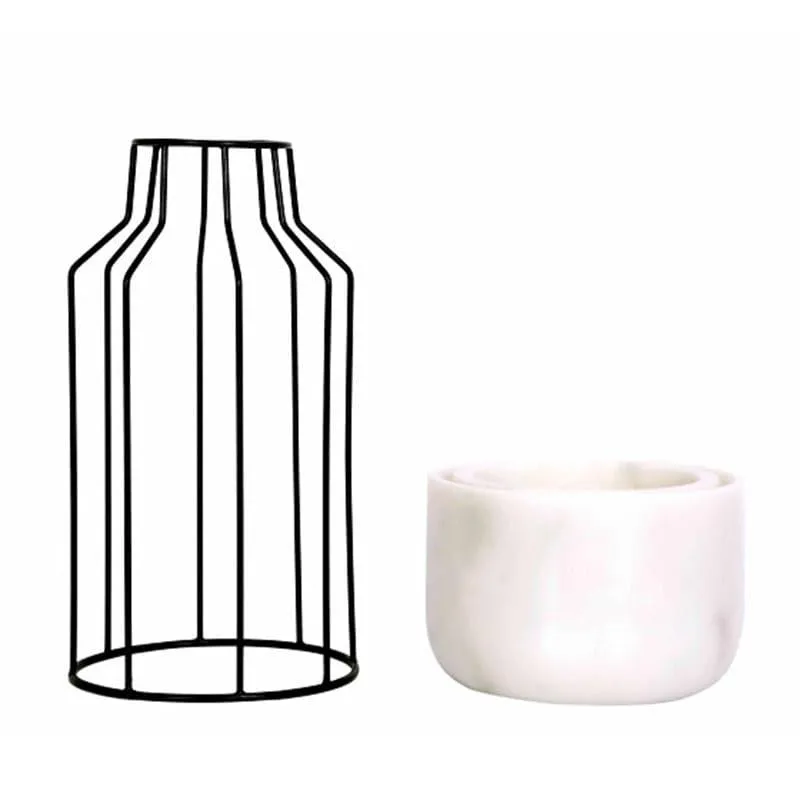 Black Mesh Eartha Hand Crafted Marble Planter - White media 4