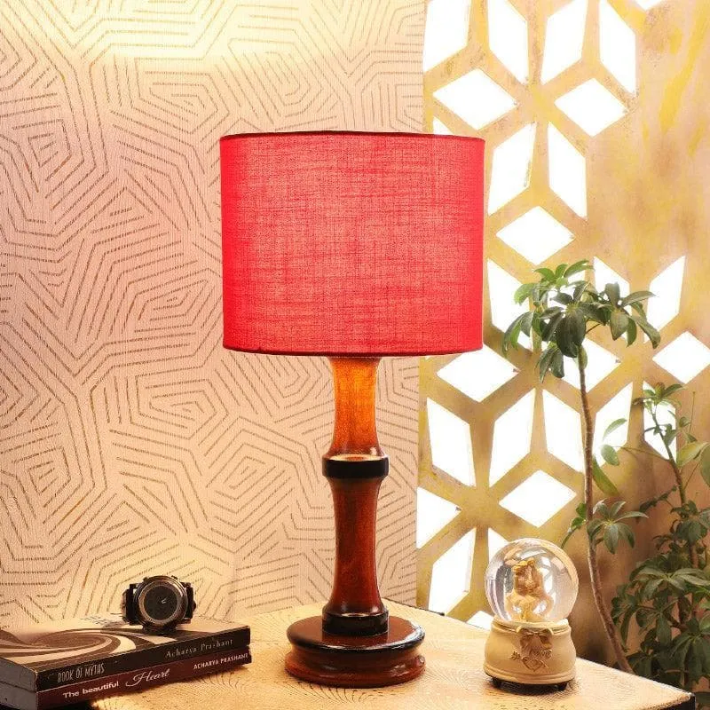 Rosa Troton Fabric Table Lamp - Red,Brown media 1
