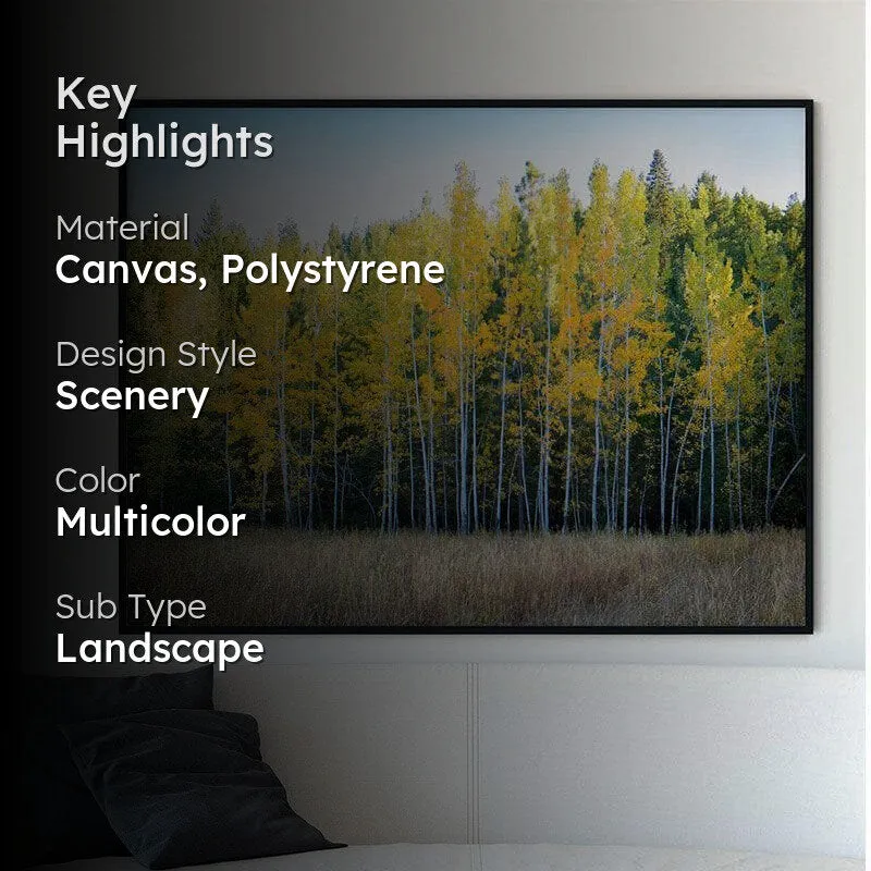 Birch Trees Canvas Wall Painting - Black Frame media 2