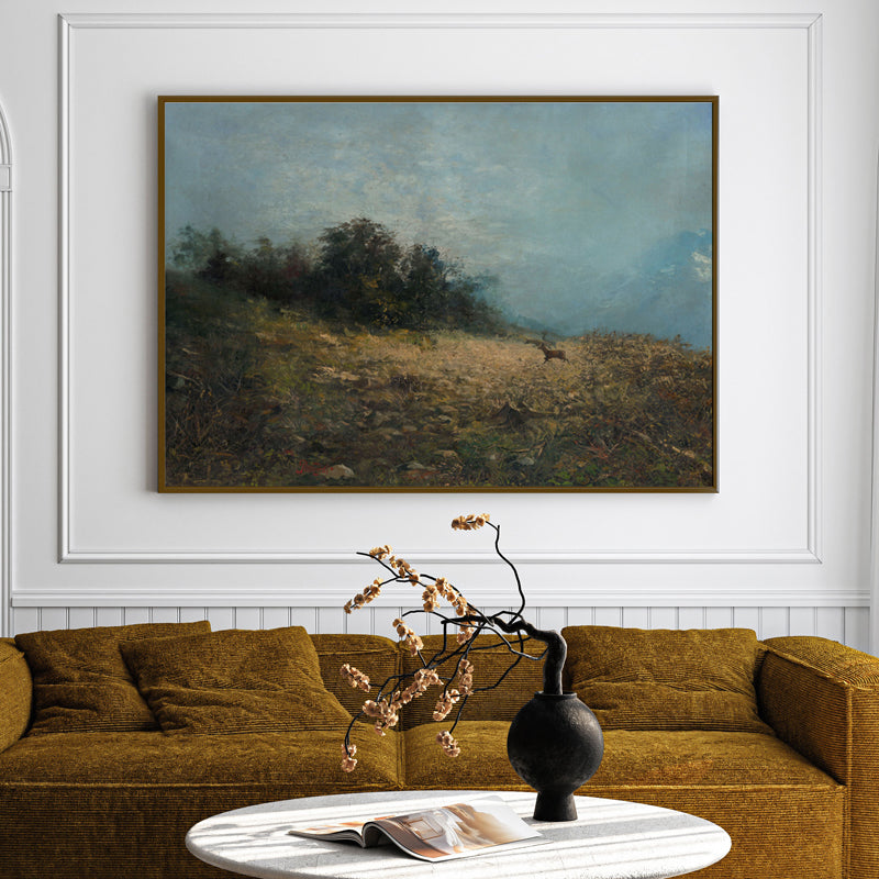 Painted Meadow Wood Wall Art With Frame - Black