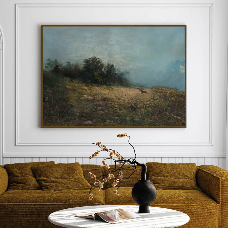 Painted Meadow Wood Wall Art With Frame - Black media 1