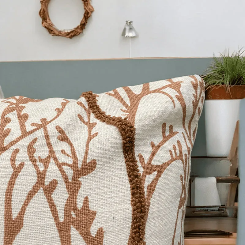 Autumn Naps Tufted Cushion Cover (White & Brown) - Set Of Two media 4