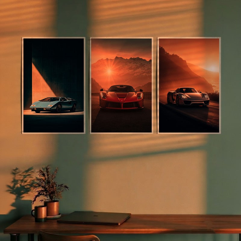 Sunset Supercars Polymer Wall Poster