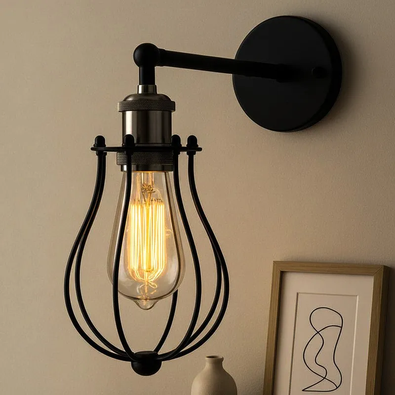 Poshell Metal Wall Lamp - Silver & Black media 1