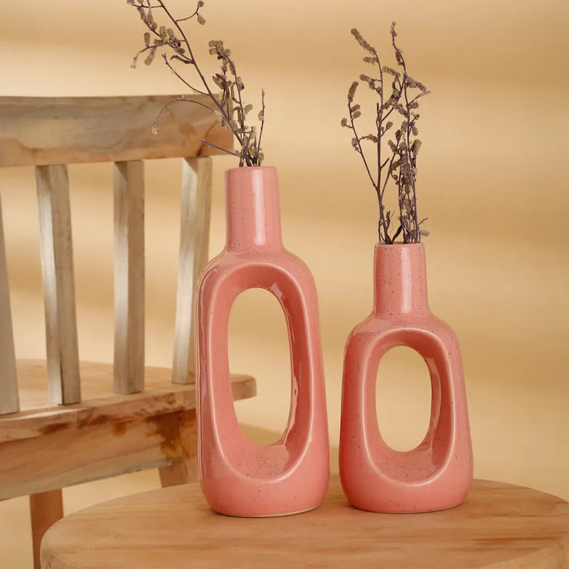 Concetta Ceramic Vase (Pink) - Set Of Two media 1