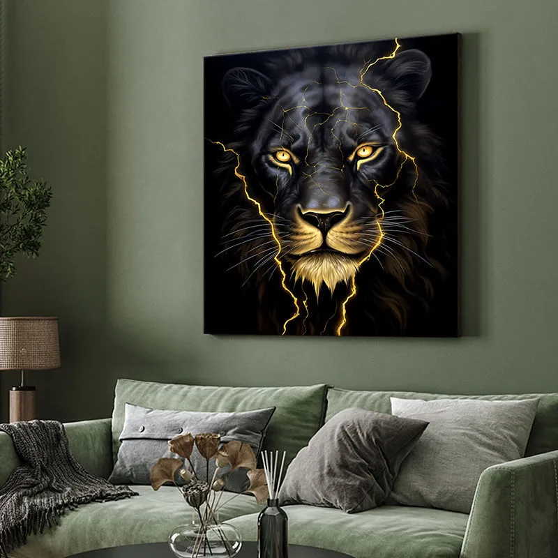 Ferocious Lion Poly Canvas Wall Painting media 4