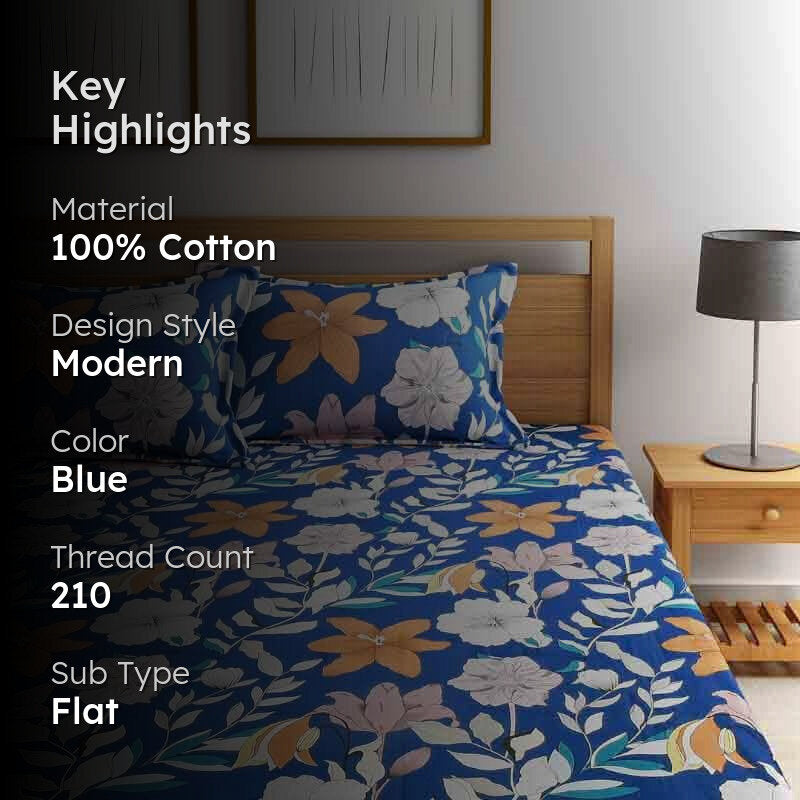 Enlarged Floral Charm Cotton Bedsheet - 210 TC media 2