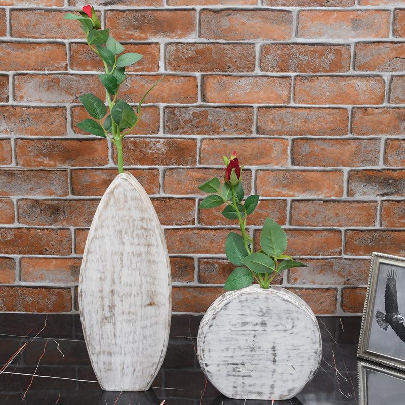 Kahia Mango Wood Vase - Set Of Two