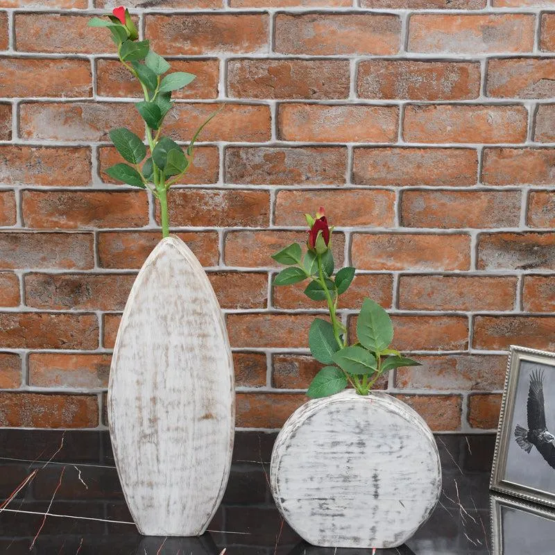 Kahia Mango Wood Vase - Set Of Two media 1