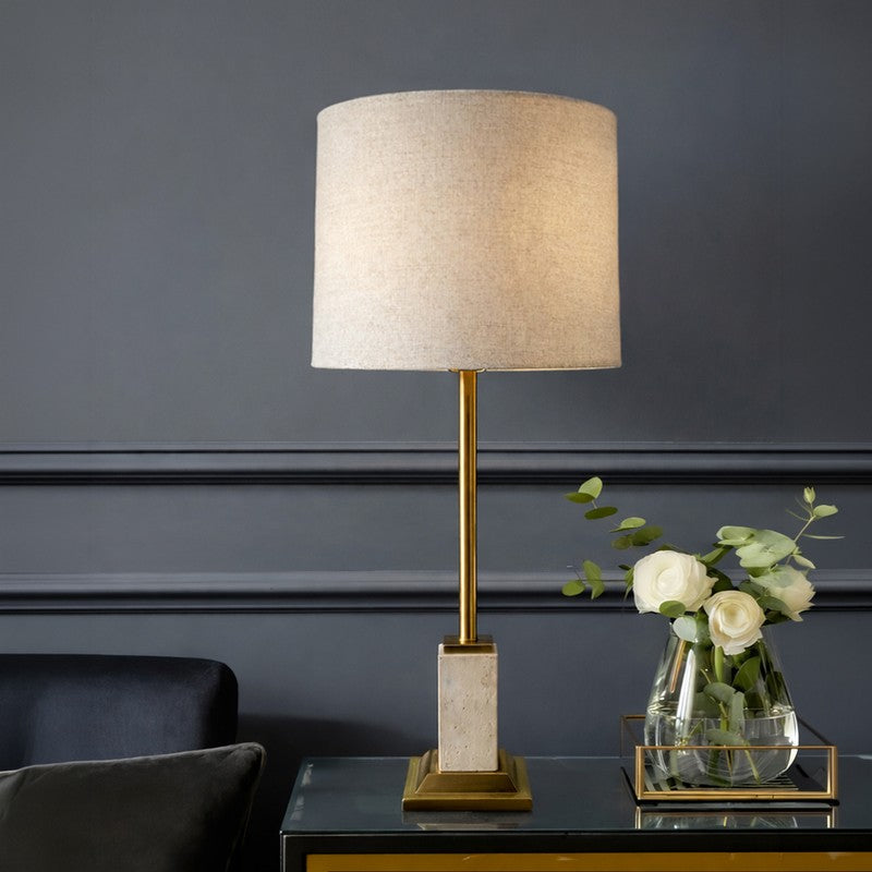 AarviDecor Belmont Designer Metal Table Lamp - White