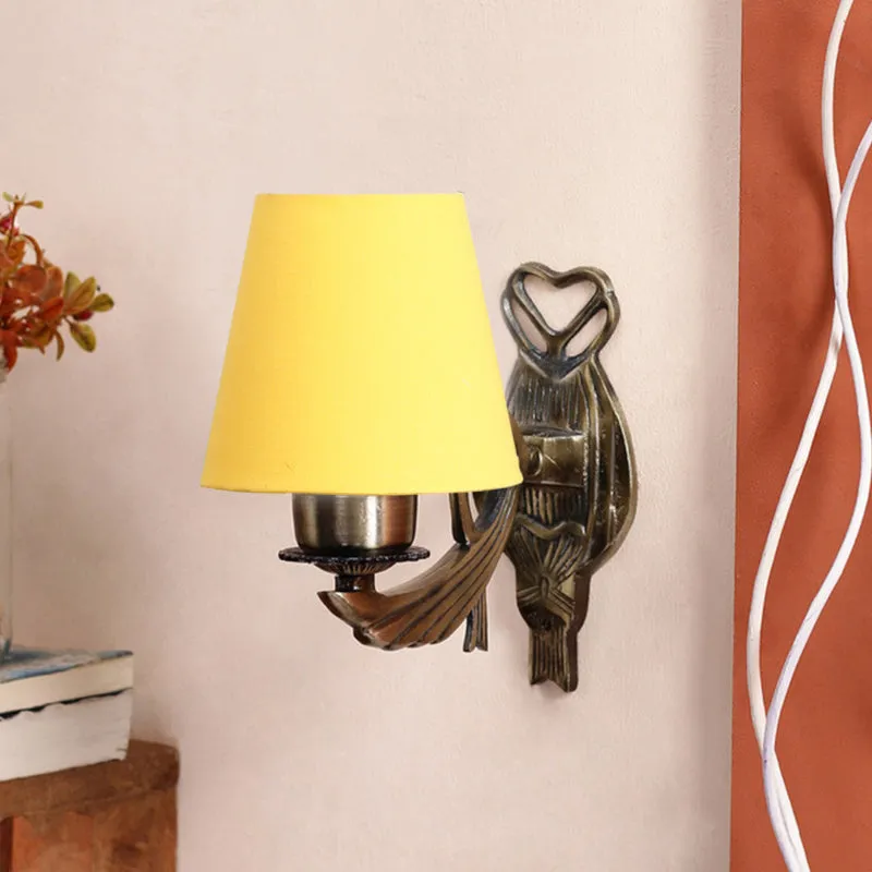 Love Gleam Atva Conical Fabric & Metal Wall Lamp - Yellow media 3